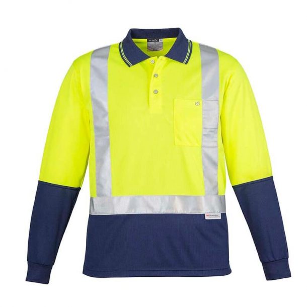 Mens Hi Vis Spliced Long Sleeve |Polo Shirt (Shoulder Taped) |ZH234 By Syzmik Workwear